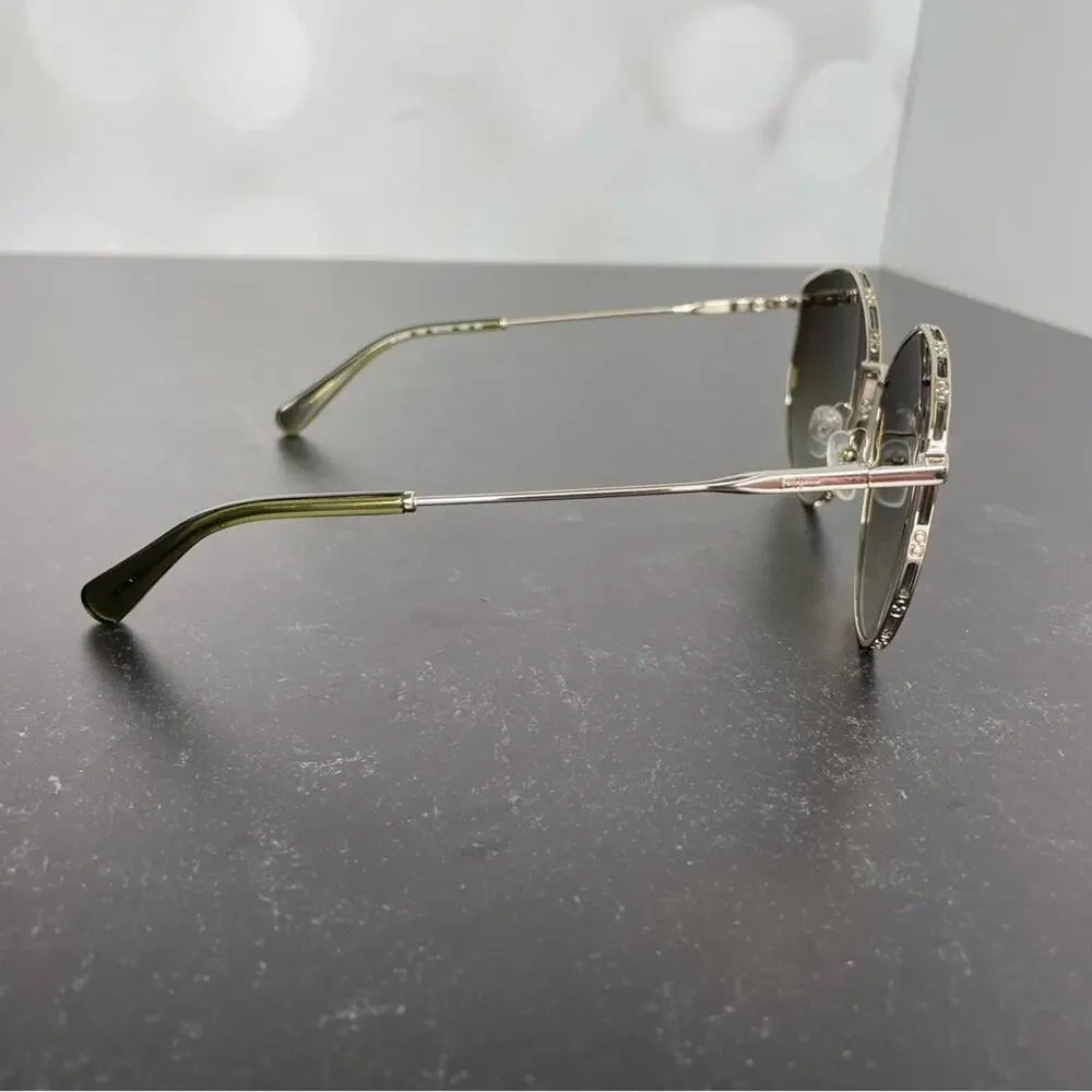 Salvatore Ferragamo SF264S 709 Gold Oval Sunglasses Women’s Sz 60-15-140